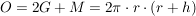 $ O=2G+M=2\pi\cdot{}r\cdot{}(r+h) $ $ O=2G+M=2\pi\cdot{}r\cdot{}(r+h) $