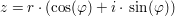 $ z=r\cdot{}(\cos(\varphi)+i\cdot{}\sin(\varphi)) $ $ z=r\cdot{}(\cos(\varphi)+i\cdot{}\sin(\varphi)) $